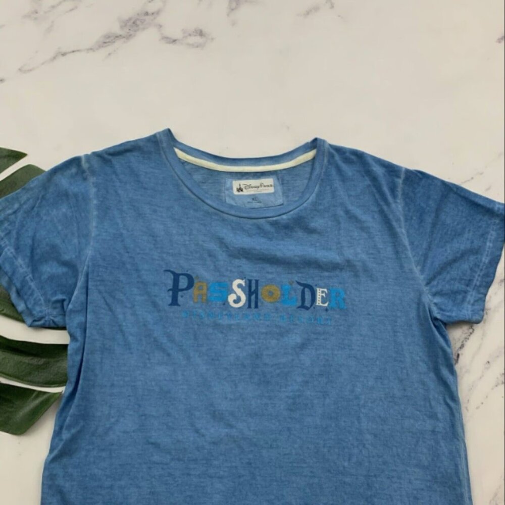 Womens Passholder T-Shirt Tee Size XL Blue Ride List Annual Pass - Picture 3 of 3